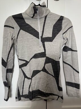 Icebreaker merino half zip 250 - xs - grey pattern
